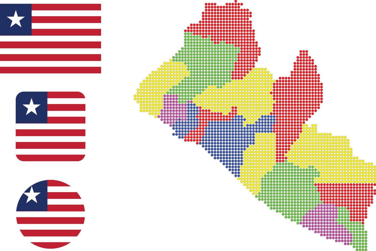Liberia map and flag flat icon symbol vector illustration