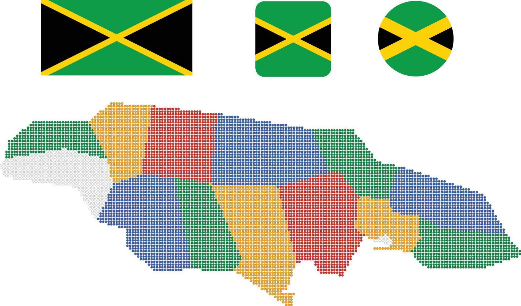 jamaica mapa y bandera plana icono símbolo vector ilustración