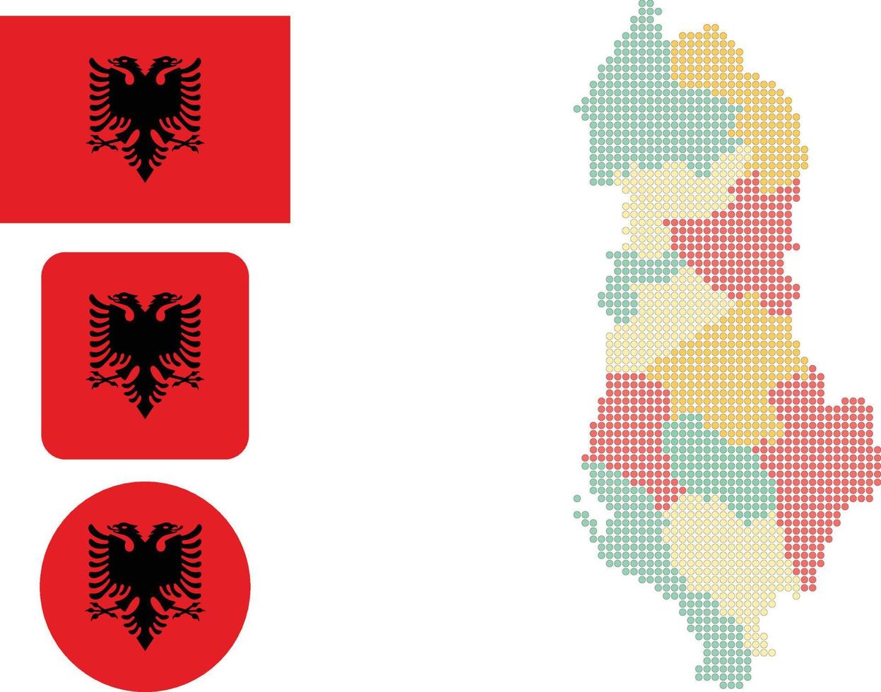 albania mapa y bandera icono plano símbolo vector ilustración