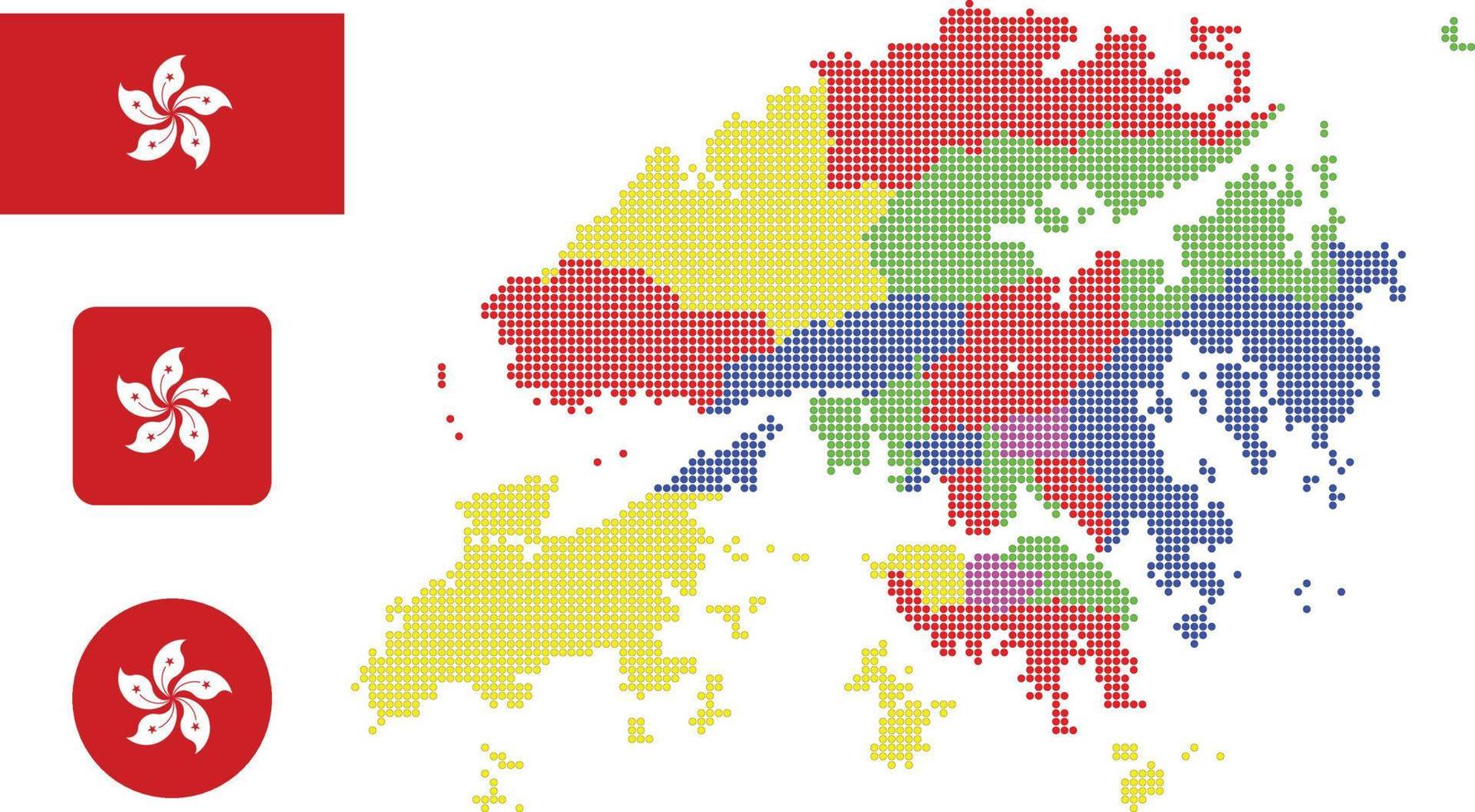 Hong Kong map and flag flat icon symbol vector illustration