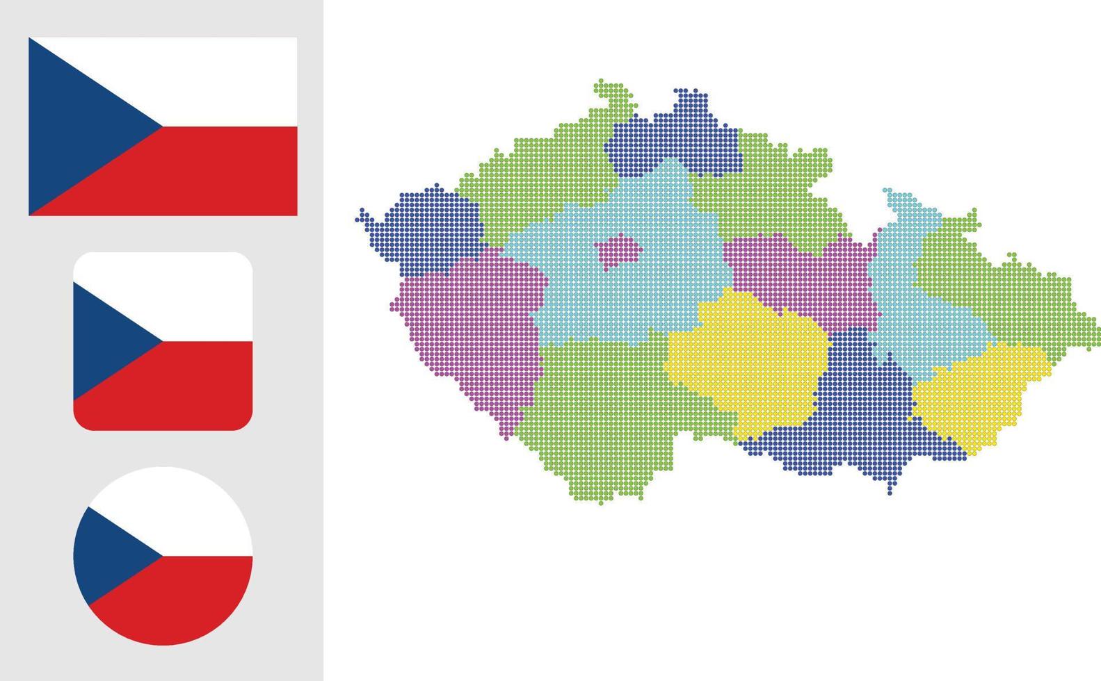 república checa mapa y bandera icono plano símbolo vector ilustración