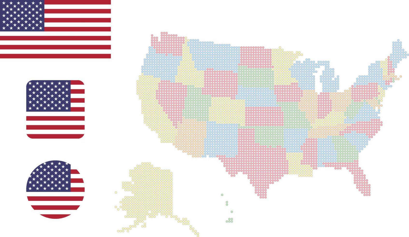 estados unidos mapa y bandera icono plano símbolo vector ilustración