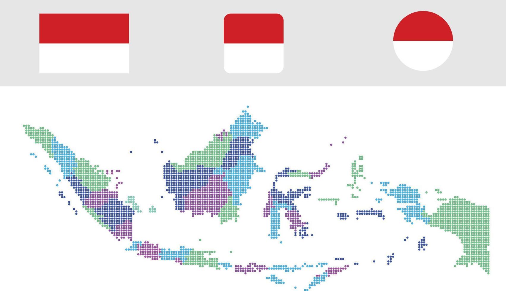 mapa de indonesio y bandera ilustración de vector de símbolo de icono plano