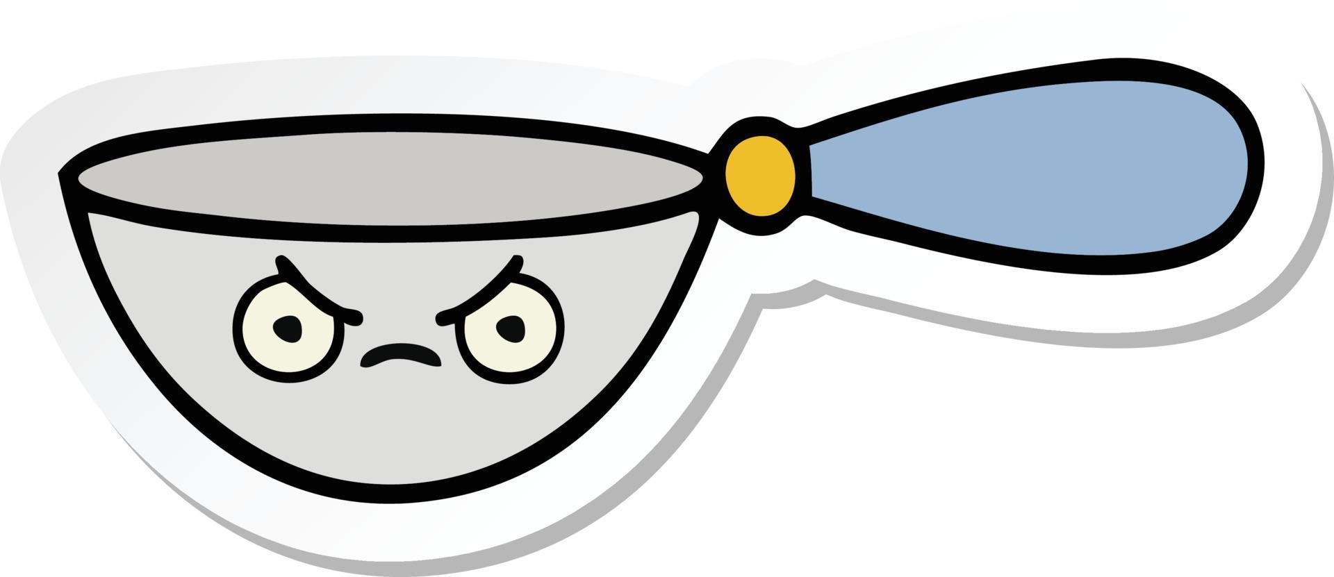 sticker of a cute cartoon measuring spoon vector