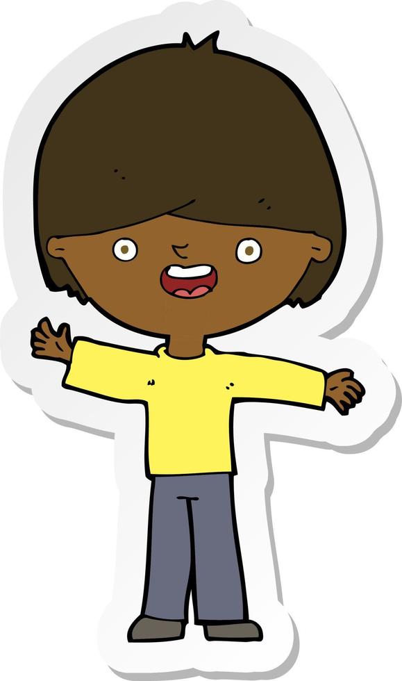 sticker of a cartoon happy boy vector