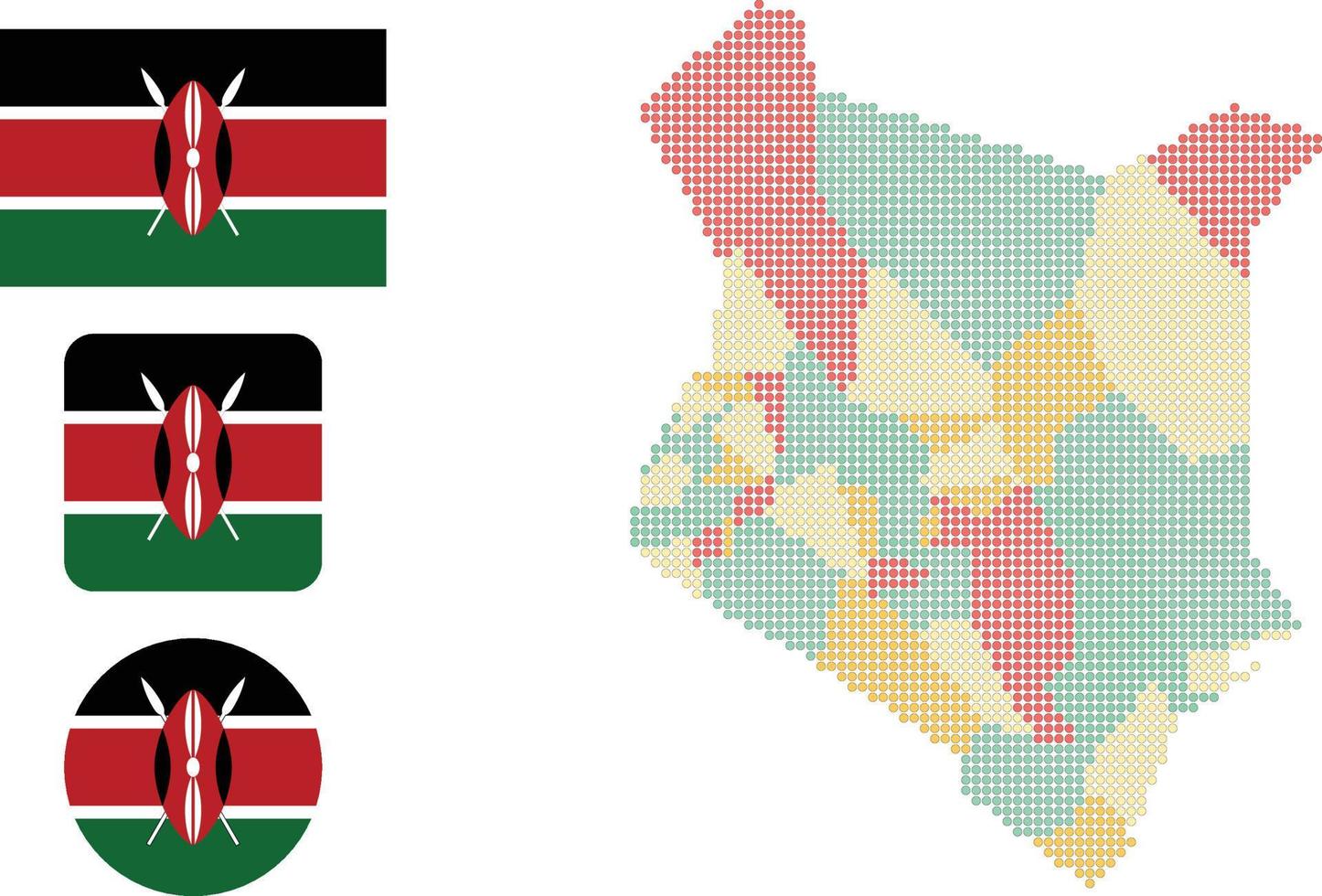 kenia mapa y bandera icono plano símbolo vector ilustración