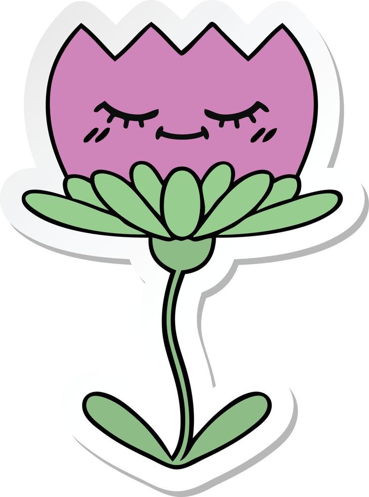 sticker of a cute cartoon flower vector