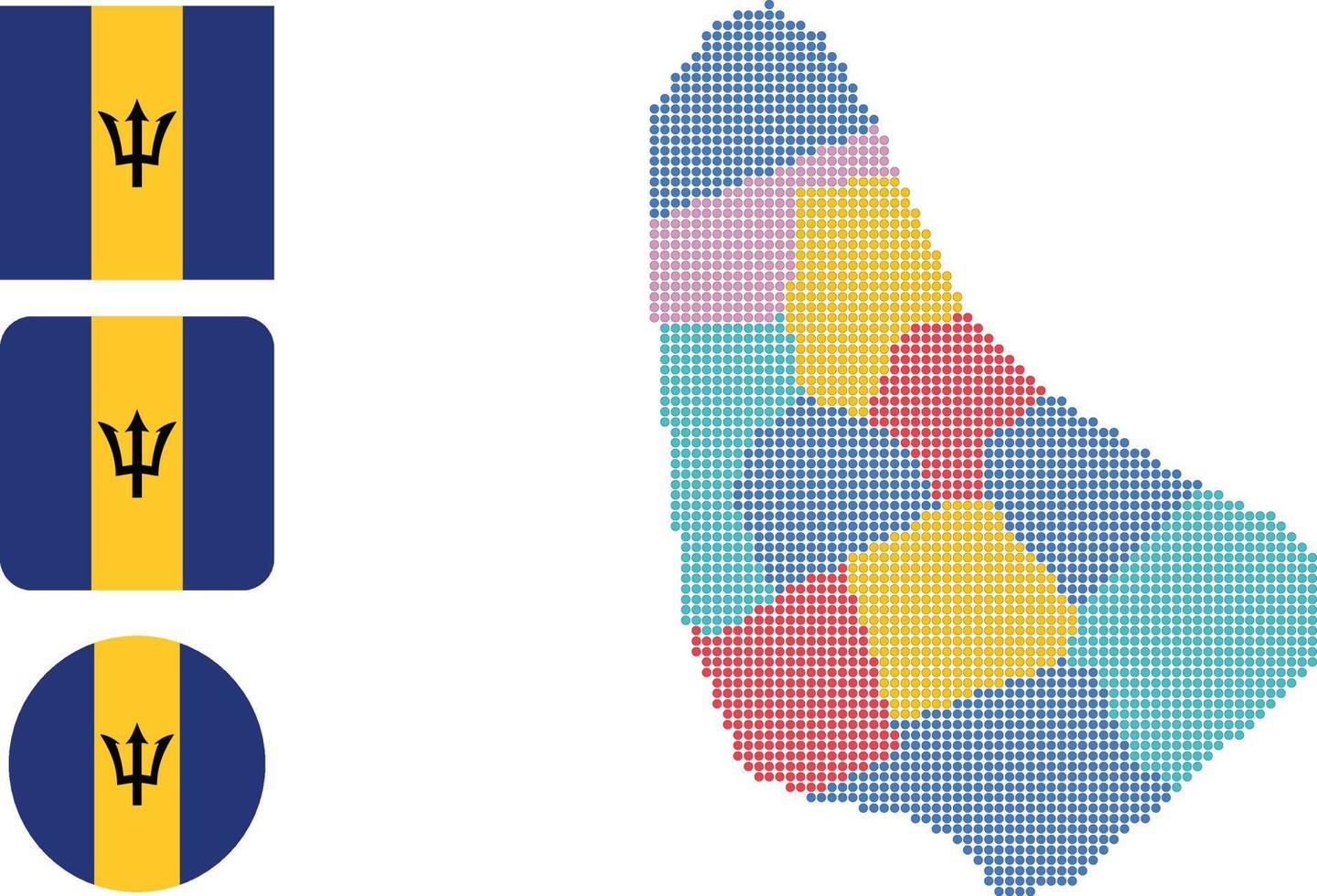 Barbados map and flag flat icon symbol vector illustration