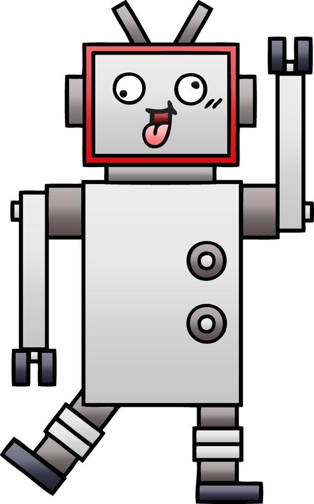 robot loco de dibujos animados sombreado degradado vector