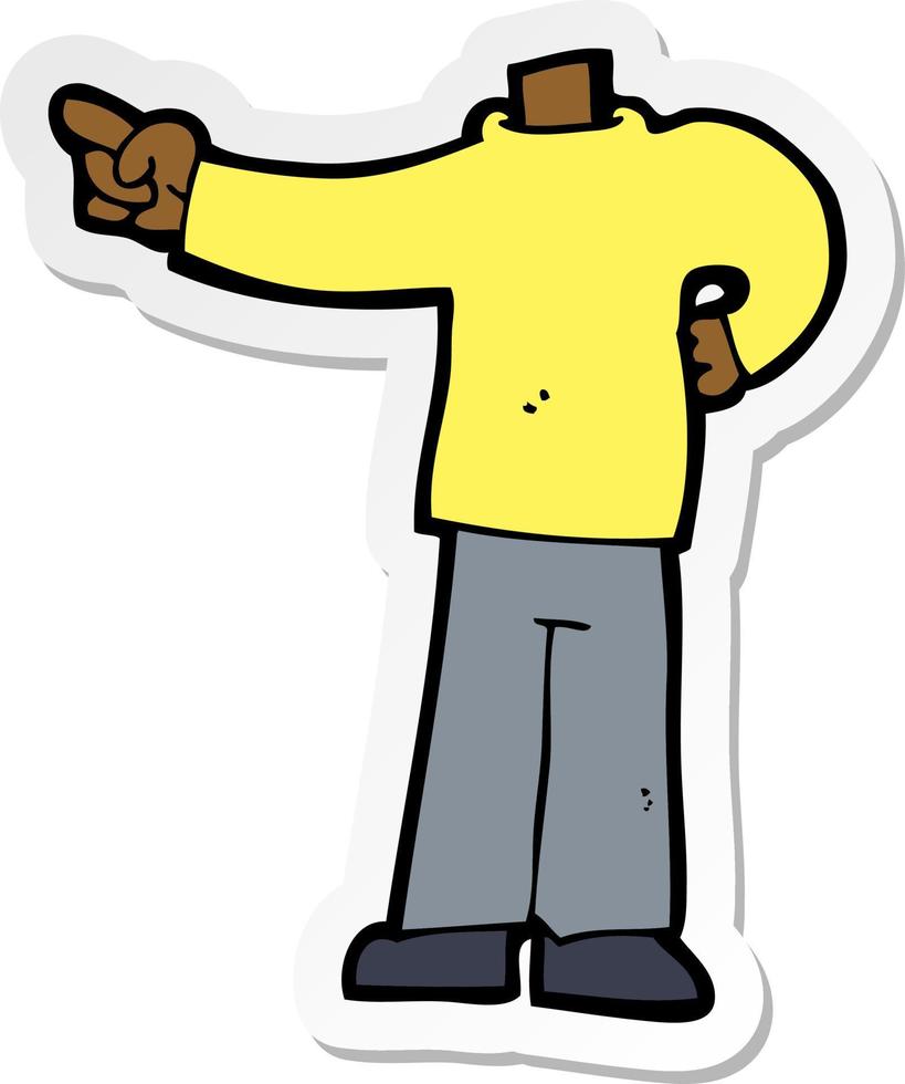 sticker of a cartoon pointing body vector
