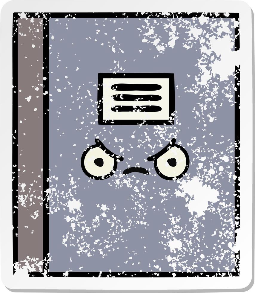 distressed sticker of a cute cartoon notebook vector
