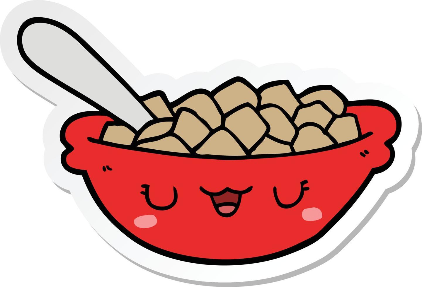 sticker of a cute cartoon bowl of cereal vector