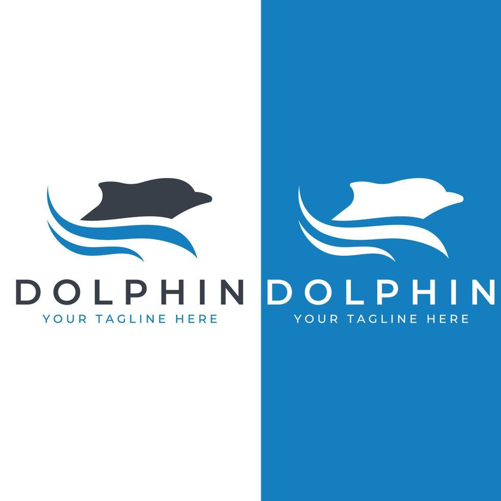 Dolphin logo. Dolphin jumping on the waves of sea or beach. With vector illustration editing.