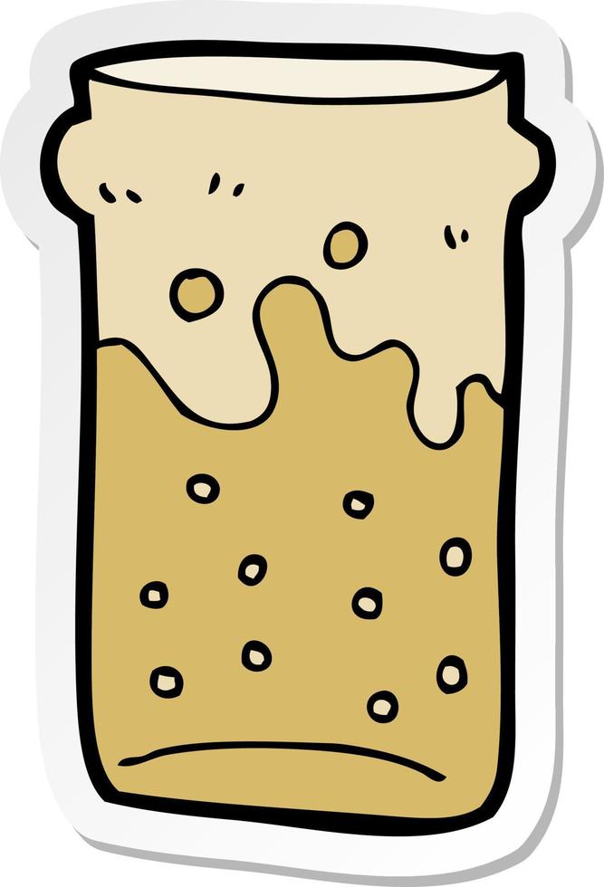 sticker of a cartoon pint of beer vector