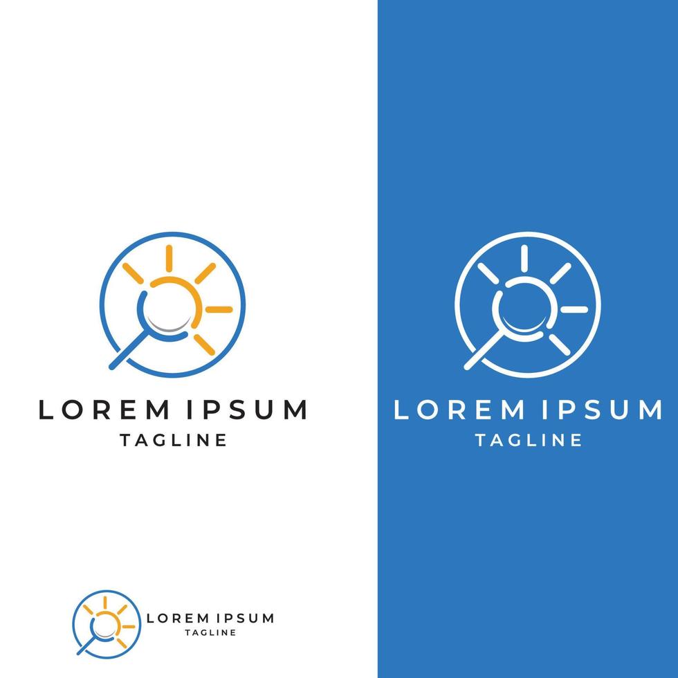 Logo search or discovery, logo search by combination, lab, moon, location, check, wave and sun. Logo with simple illustration editing. vector