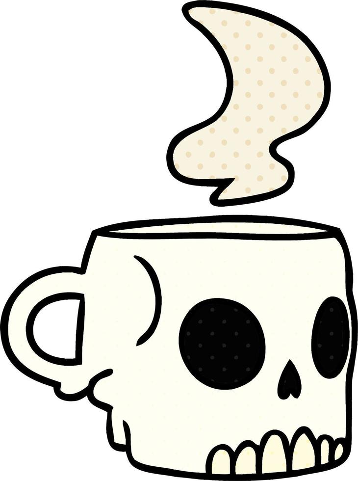 cartoon doodle of a skull mug vector