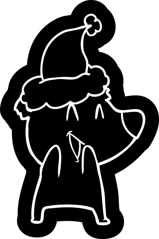 laughing polar bear cartoon icon of a wearing santa hat vector