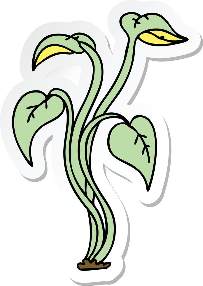 pegatina de una peculiar planta de dibujos animados dibujada a mano vector