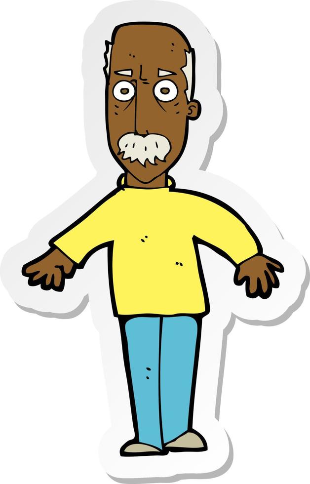 sticker of a cartoon annoyed old man vector