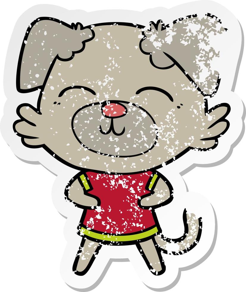 distressed sticker of a cartoon dog vector