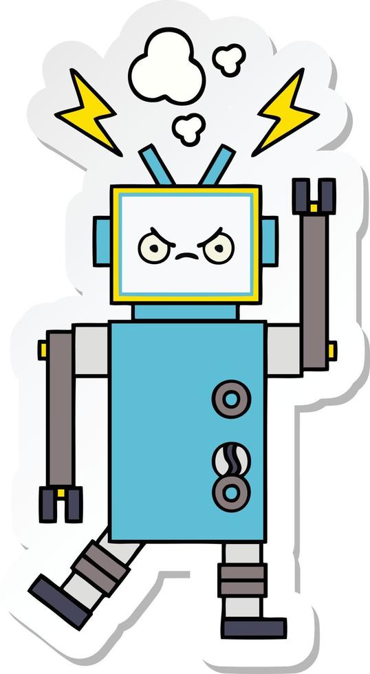 sticker of a cute cartoon robot vector
