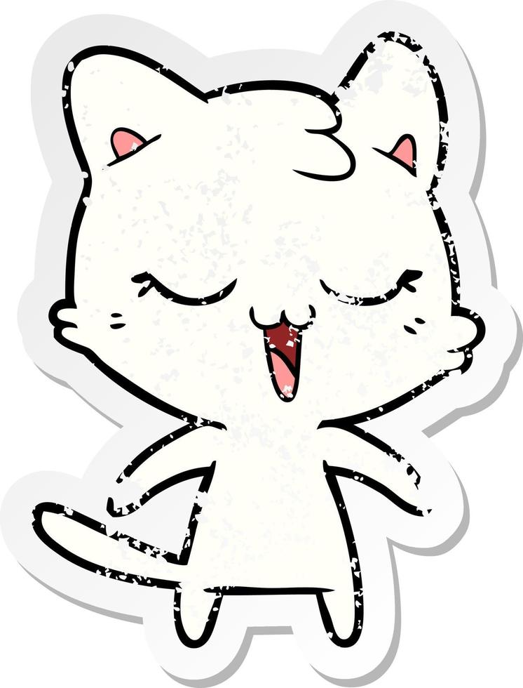 distressed sticker of a cartoon cat vector