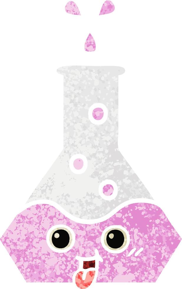retro illustration style cartoon science beaker vector