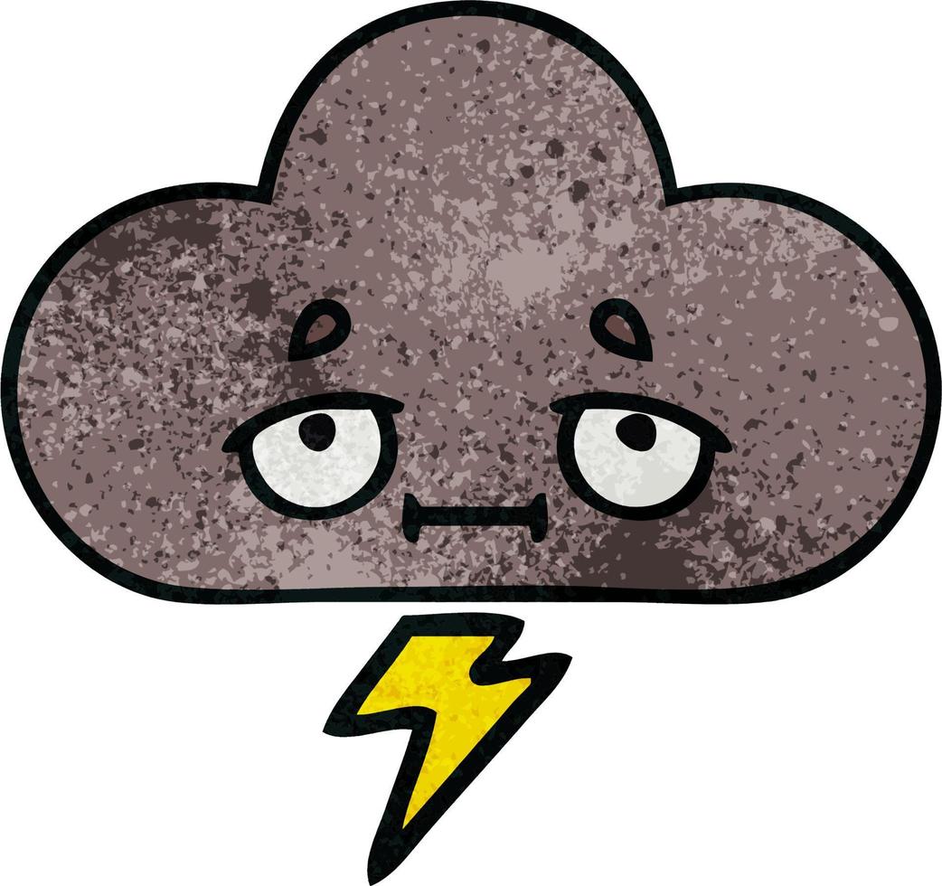 retro grunge texture cartoon storm cloud vector