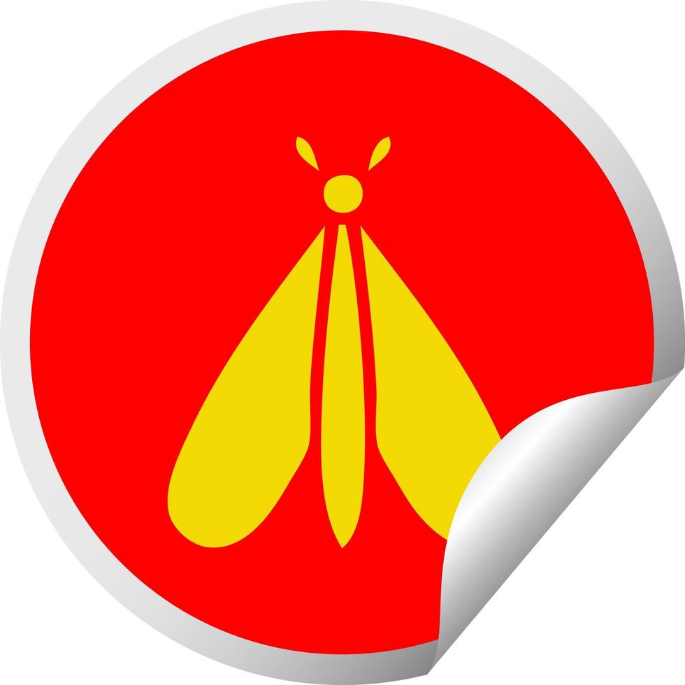 circular peeling sticker cartoon moth bug vector