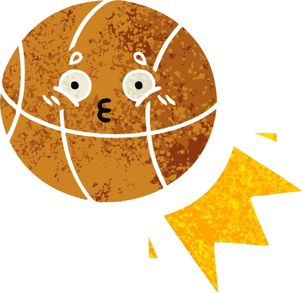 retro illustration style cartoon basketball vector