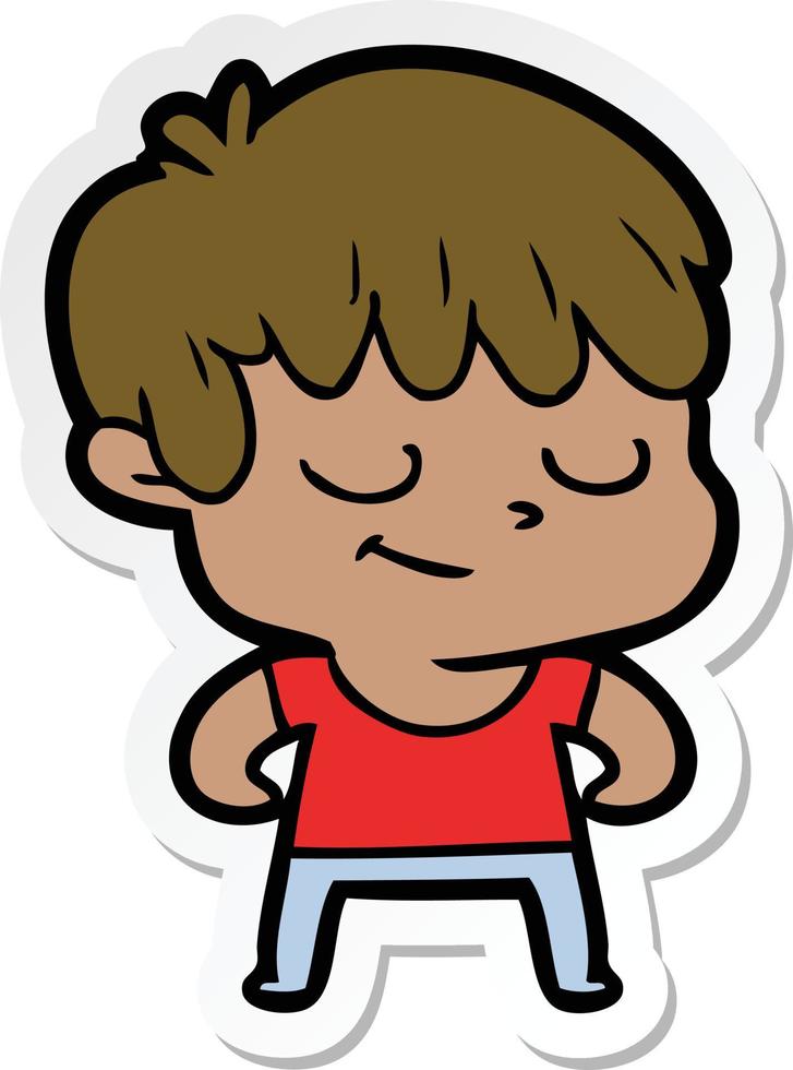sticker of a cartoon happy boy vector