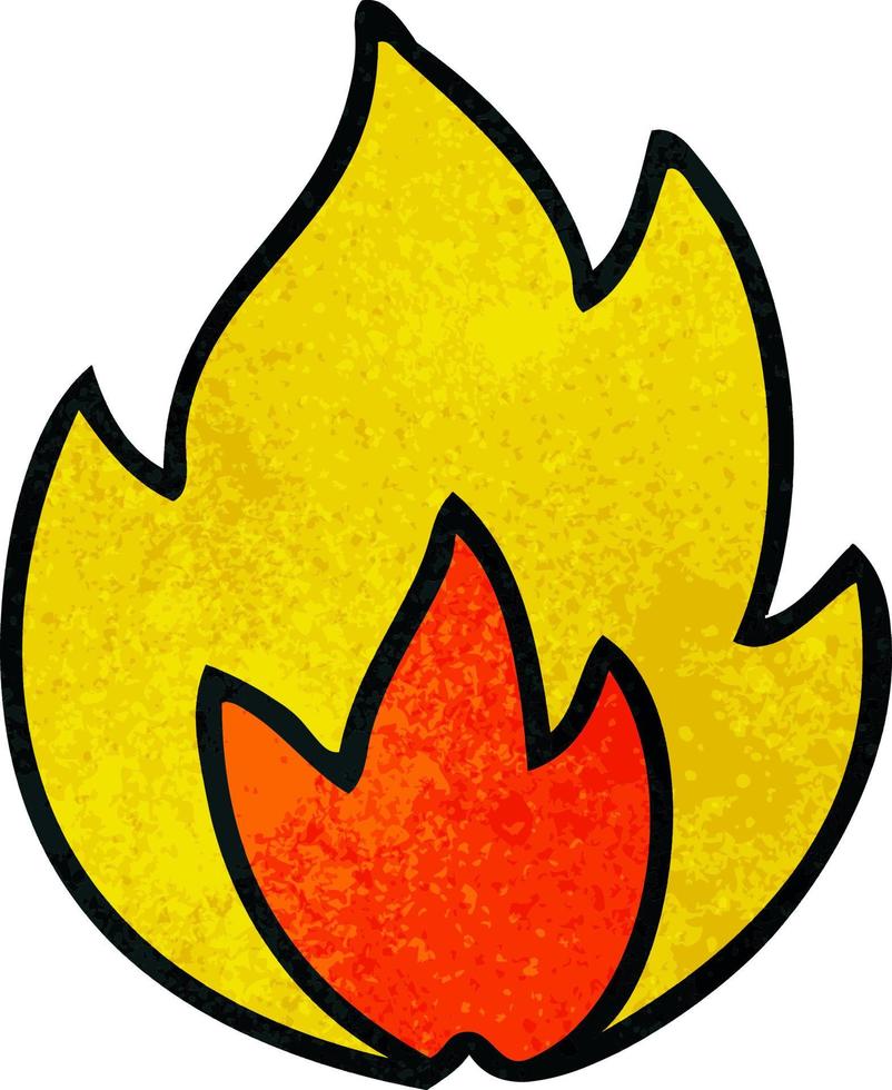 fuego de dibujos animados de textura grunge retro vector