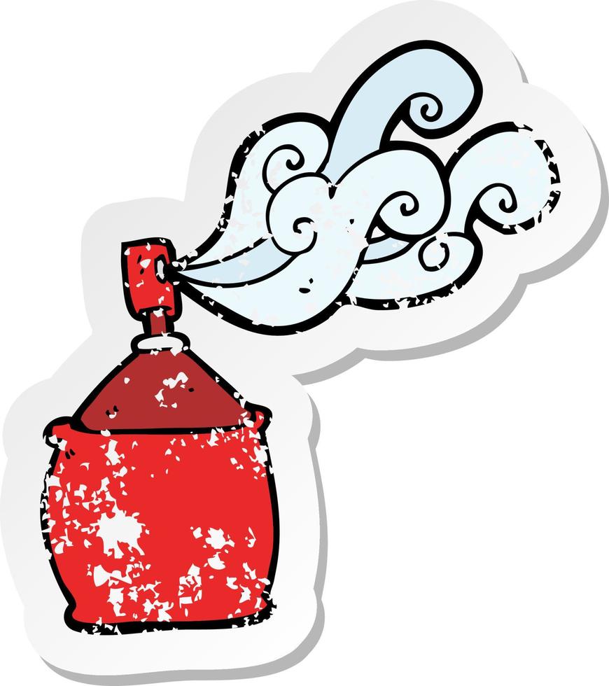 retro distressed sticker of a cartoon spray can vector