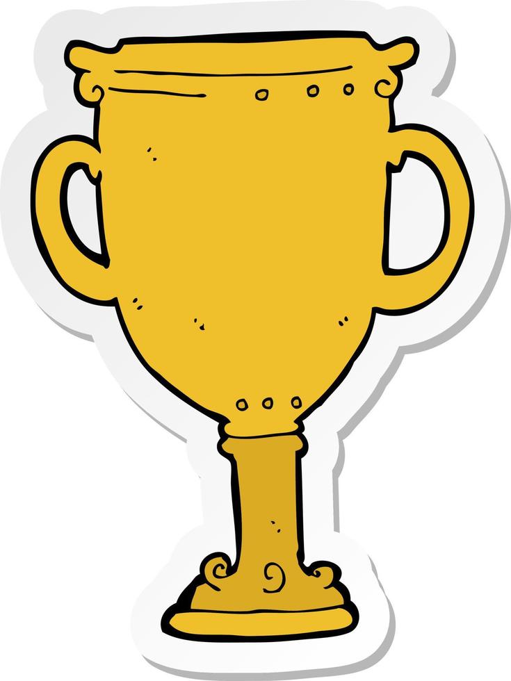 sticker of a cartoon trophy vector