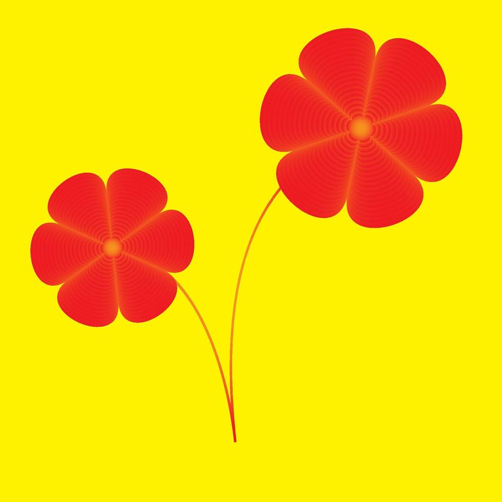 illustration of two red flowers on a yellow background vector