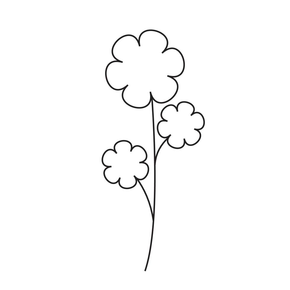 simple illustration of a flower with black outline and white background vector