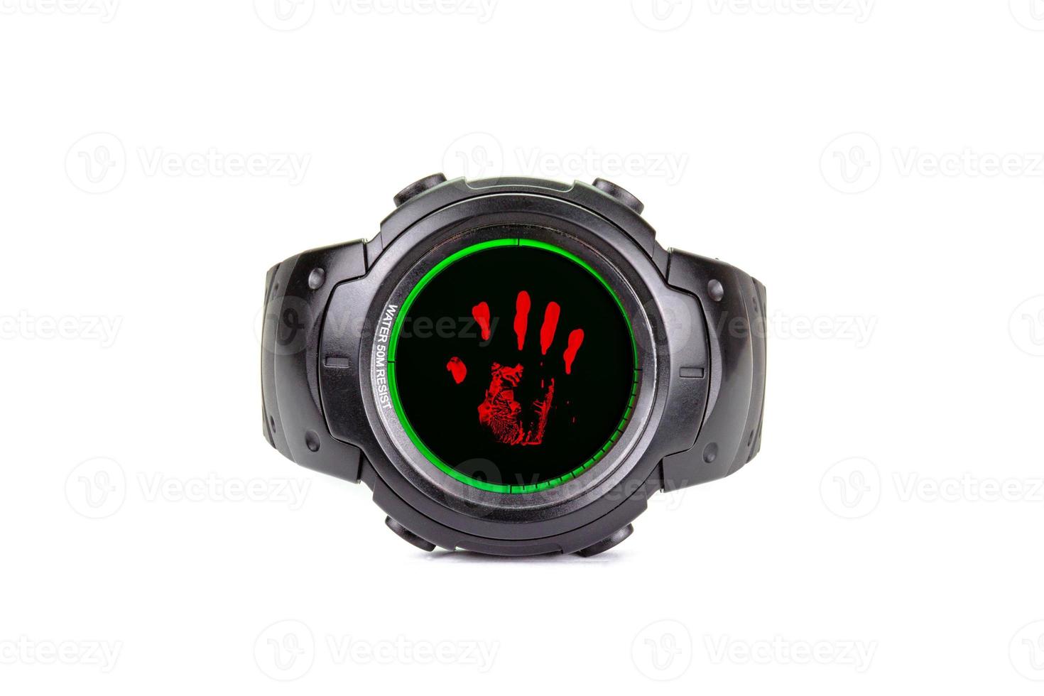 Clock stop time on white background photo