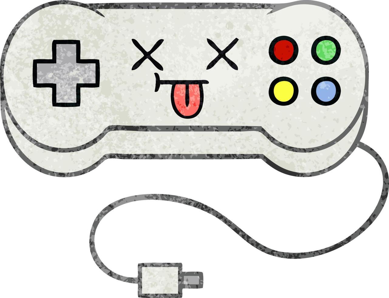 controlador de juego de dibujos animados de textura grunge retro vector