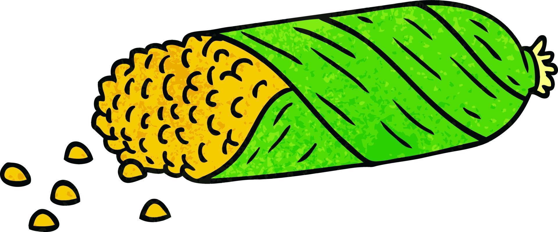 textured cartoon doodle of fresh corn on the cob vector