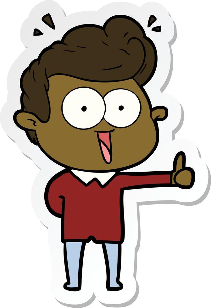 sticker of a cartoon staring man vector