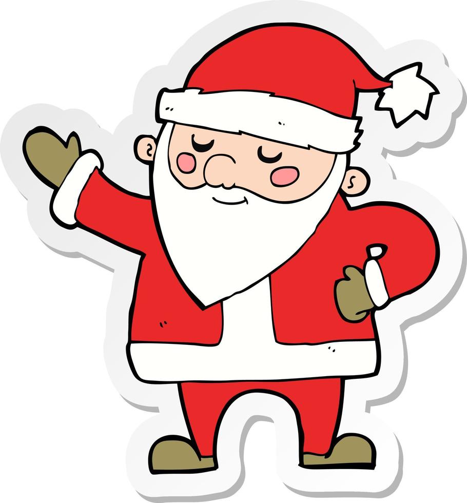 sticker of a cartoon santa claus vector