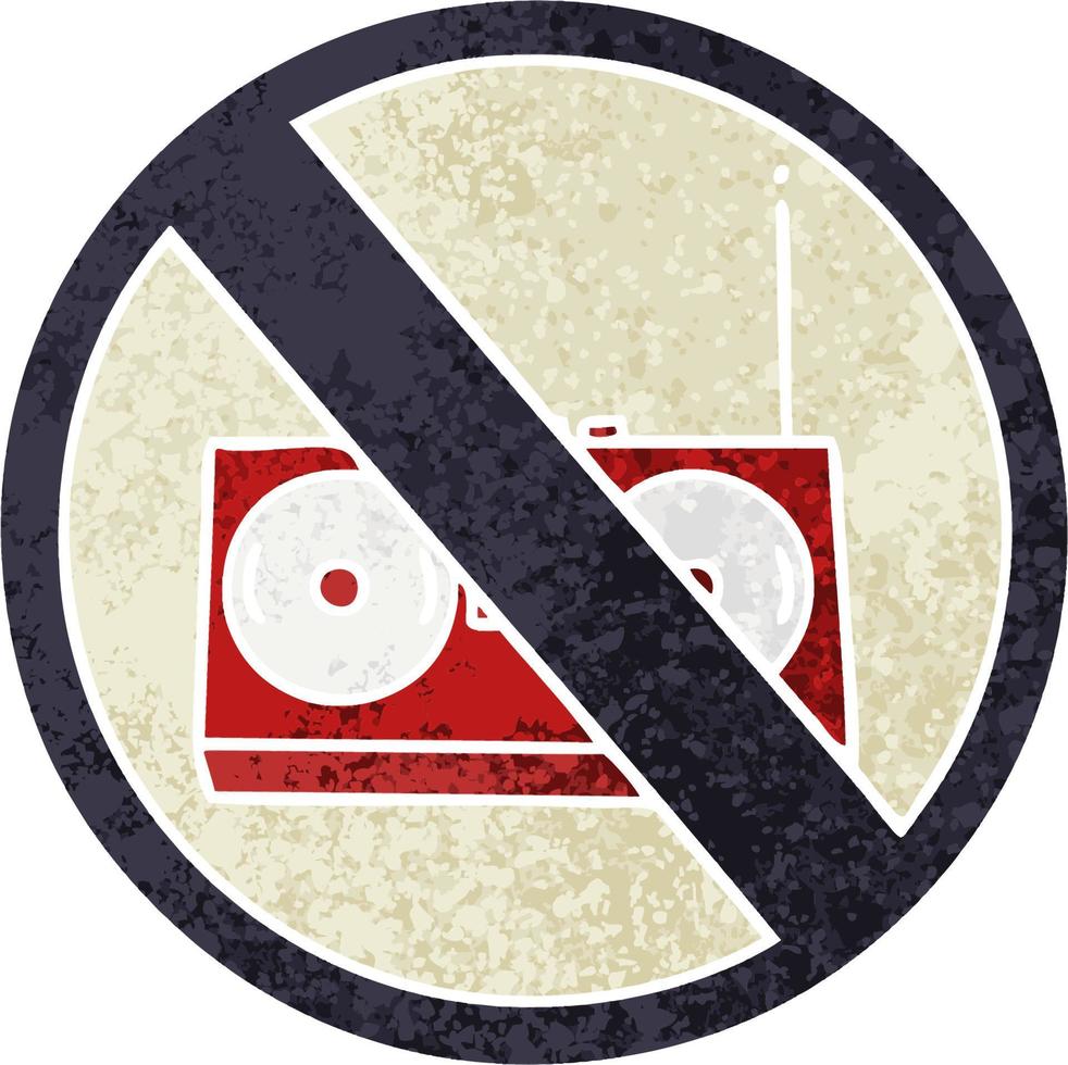 retro illustration style cartoon no radio allowed sign vector