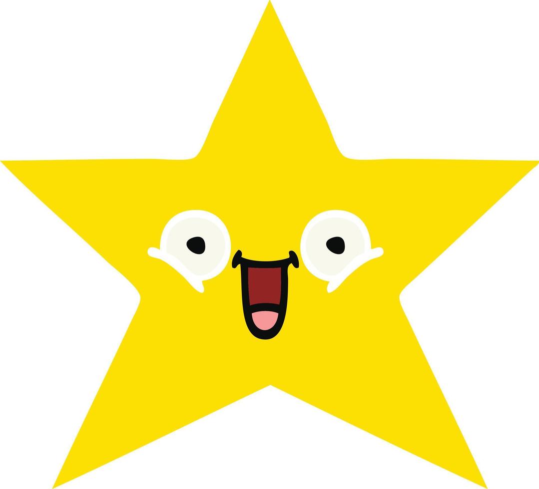 flat color retro cartoon gold star vector