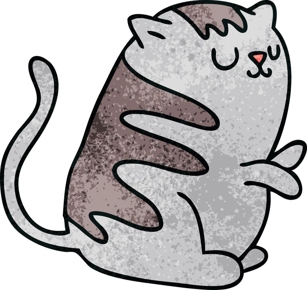 peculiar gato de dibujos animados dibujados a mano vector