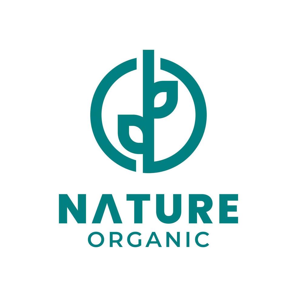 logotipo natural formas geométricas forma de ramitas y hojas sobre fondo aislado vector