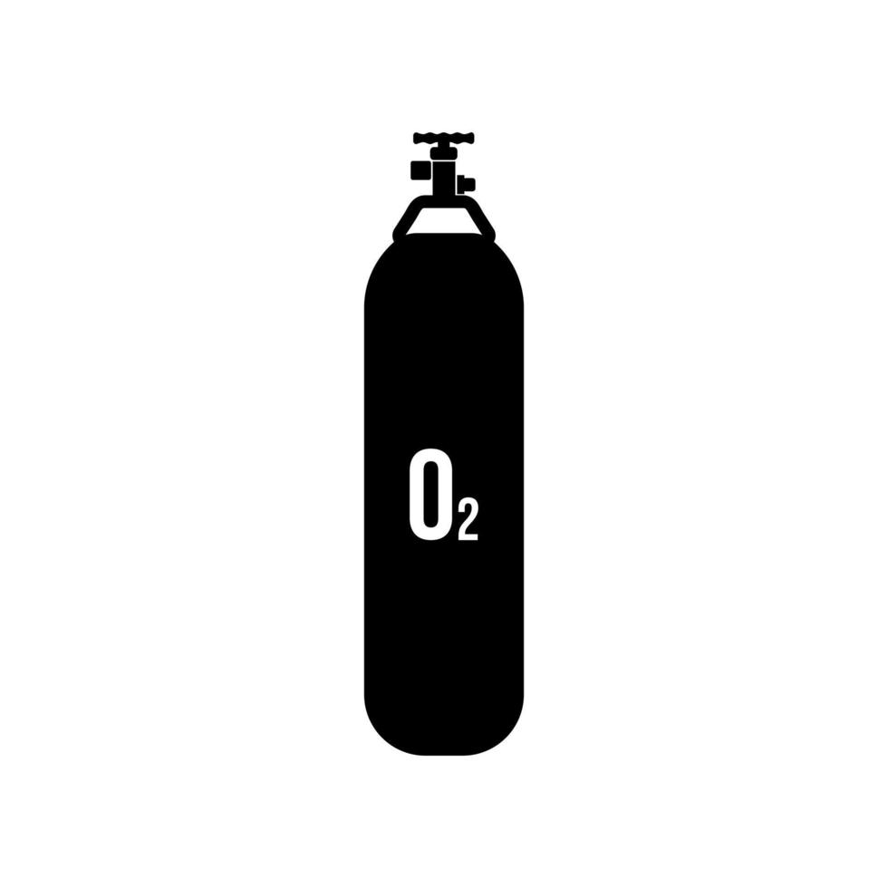 black and white oxygen gas cylinder icon on isolated background vector