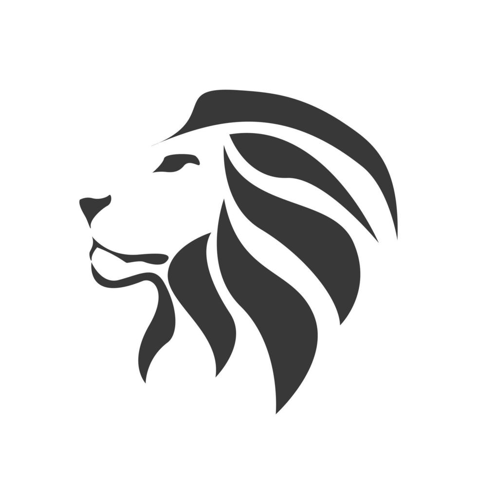 black side view lion head logo on isolated background vector