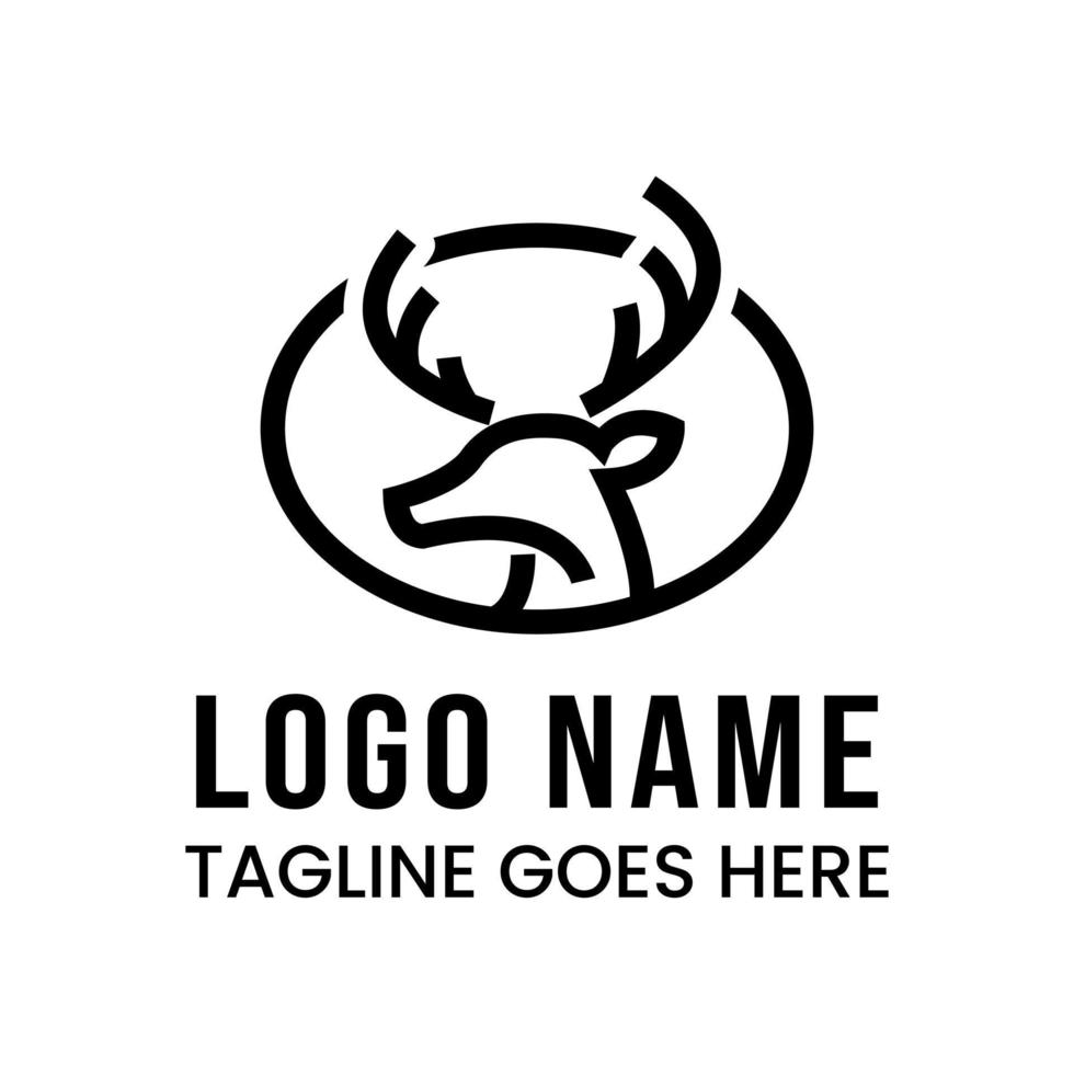 deer head logo in stripes on isolated background vector
