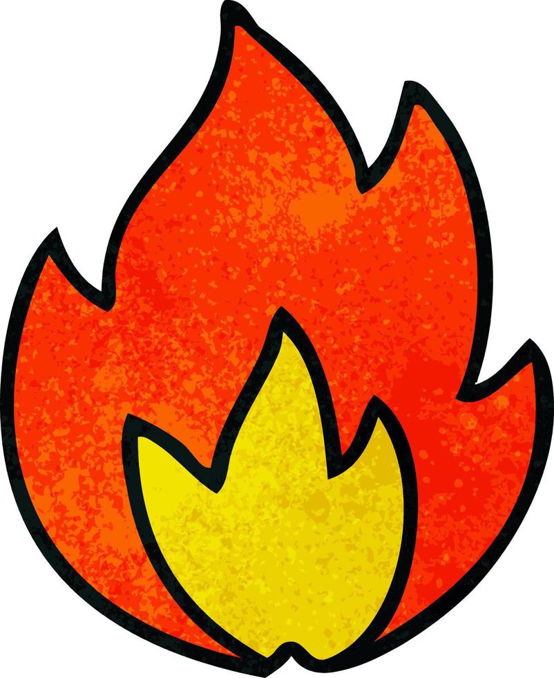 retro grunge texture cartoon fire vector