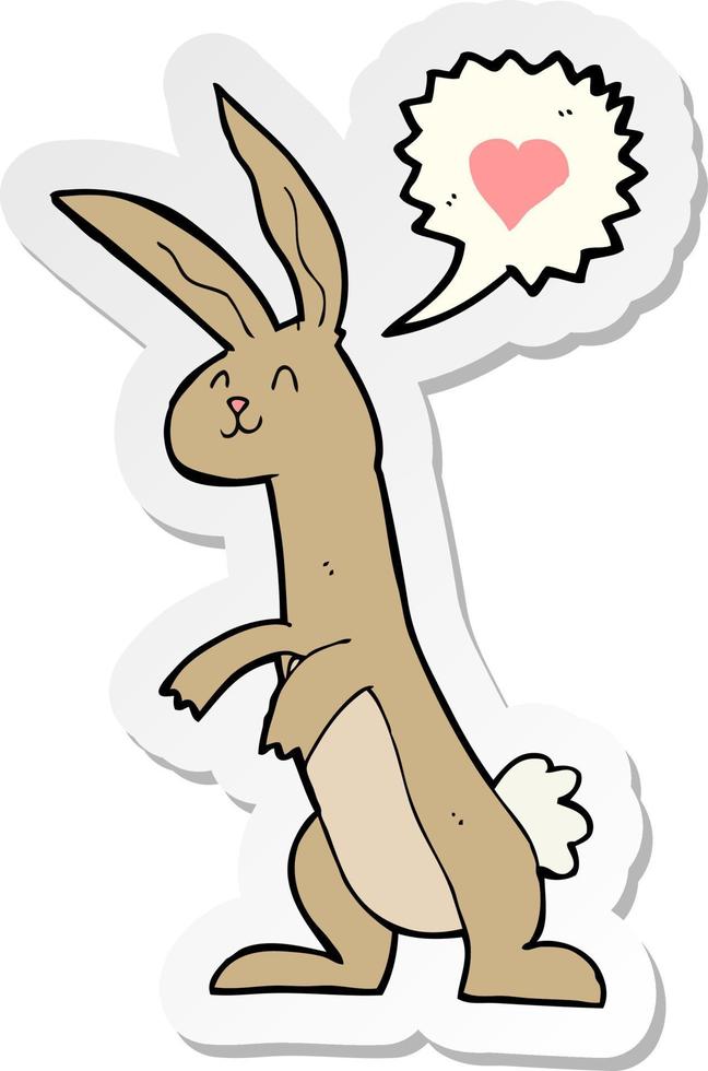 sticker of a cartoon rabbit in love vector